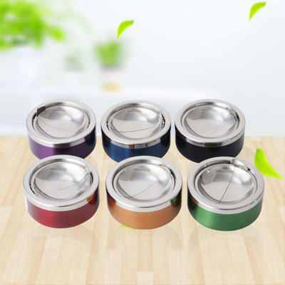 Decorative Metal Coating Ashtray Stainless Steel Ashtray Spray Paint  With Six Color RGS-A2341-C
