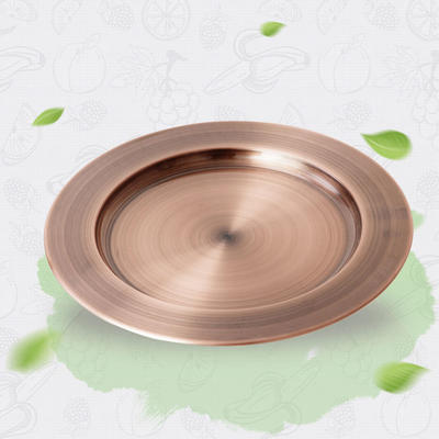 High Quality Stainless Steel Round Serving Tray / eating plates  Red Bronze RGS-PJ102-G