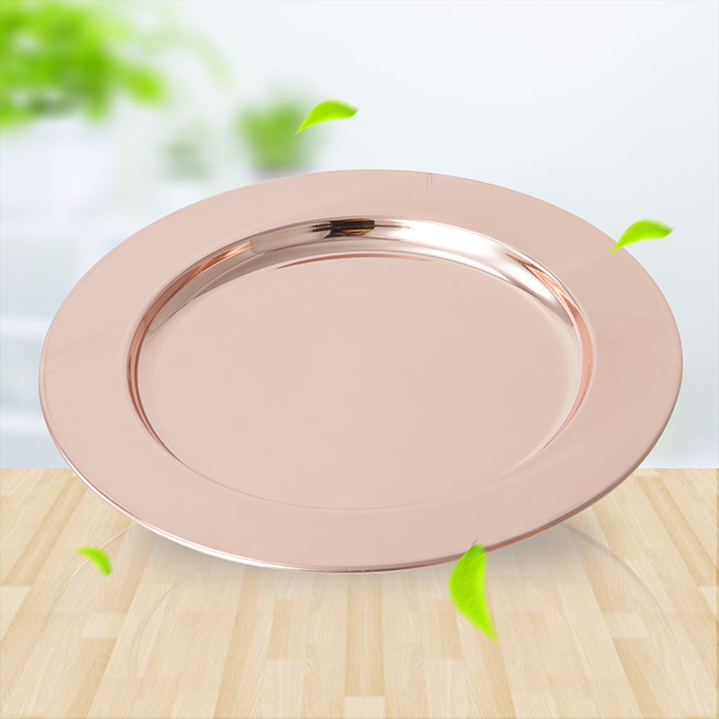 High Quality Stainless Steel Round Serving Tray /  kitchen plates Rose Gold RGS-PJ102-J