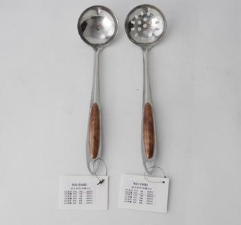 Stainless Steel Soup Leak And Spoon With Peach Wood 201# RGS-S5082