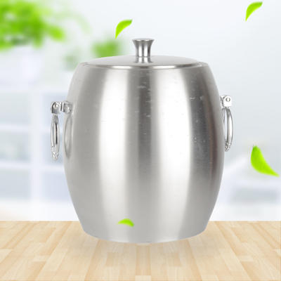 Stainless Steel Oliver-shaped Ice Bucket With Double Handle And Double-layer RGS-I084