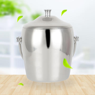 Stainless Steel Portable Drum-shaped Ice Bucket With Double-layer 201# RGS-I089