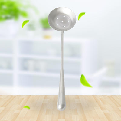 Stainless Steel Sanding Serving Spoon With Punching Flat Bottom 201# RGS-S5045
